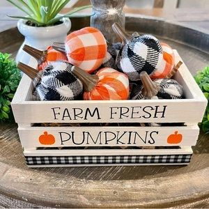 Fall tiered tray mini crate decor